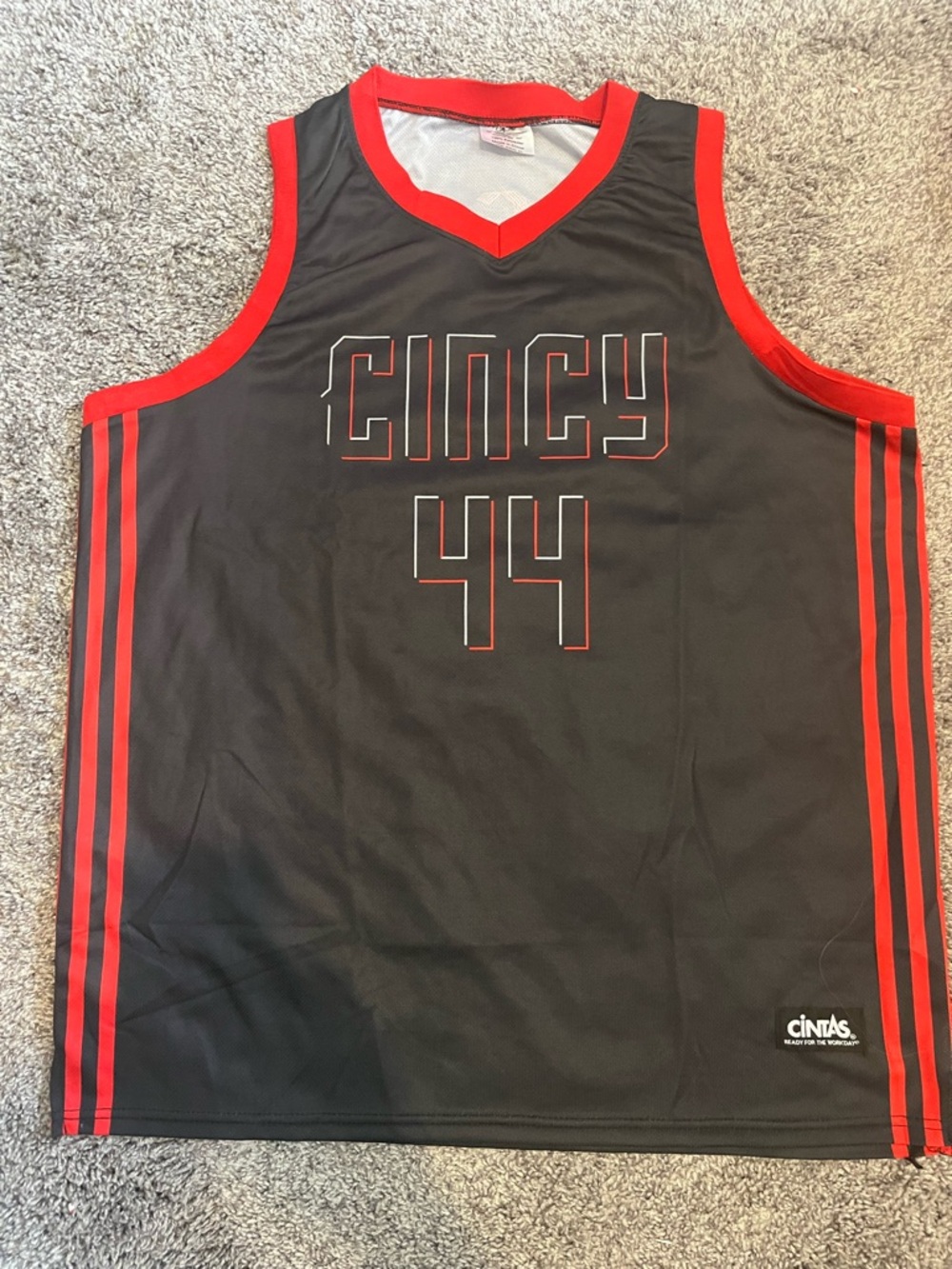 Cincinnati Reds De La Cruz 44 Black & Red Basketball Jersey